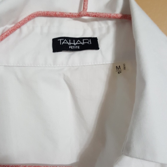 Tahari womens long sleeve white blouse  PM - Picture 2 of 3